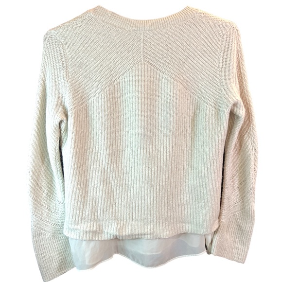 Lucky Brand EUC off white and gold metallic crew neck chevron sweater Size large - Picture 2 of 3